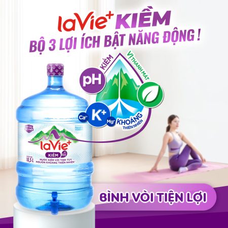 Nước LaVie+ Kiềm 18.5L bình có vòi chính hãng